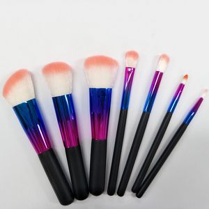 Kit di pennelli per trucco colorati professionali OEM da 7 pezzi Strumenti per trucco per fondotinta cosmetici economici di alta qualità