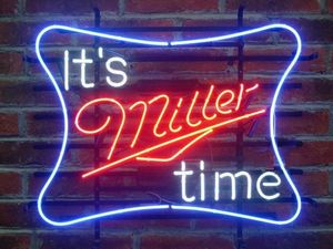 Lite Bier Neon Zeichen großhandel-17 x14 Es ist Miller Time Miller Lite Echte Glasrohr Bierbar PUB CLUB CUSTOM Neonlichtzeichen Wandbeleuchtung