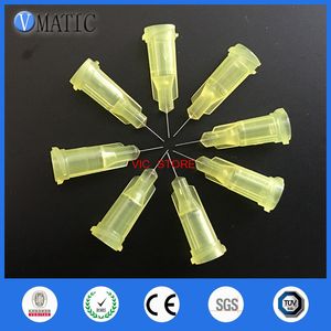 VMATIC Electronic Component 32G 1/4'' Dosierschraubennadeln mit Edelstahlspitze, gelbe Farbe, Spritzennadelspitzen, 100 Stück