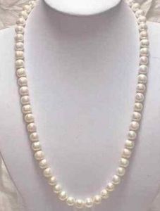 Gorący Sprzedam 9-10mm White Akoya Pearl Naszyjnik 22 cale 14K złota zapięcie