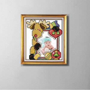 Quadro de foto de cervos de natal encantadora pintura dos desenhos animados contados impressos em lona DMC 14CT 11CT Ponto Cruz Needlework Set kit Bordado