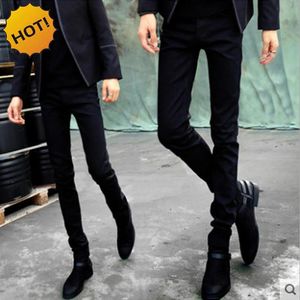 Fashion 2017 Spring Autumn Casual Teenagers Black Skinny Stretch Jeans Men Students Thin Bottoms Pencil Pants 28-34 Cheap