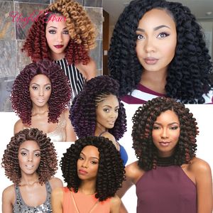 8'' Jumpy Wand Curls Crochet Braiding Hair Janet Curly Synthetic Crochet Hair Braids Jamaican Bounce Twist Braid Hair Extensions black women