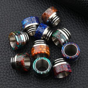 Snake Skin Grid Pattern 810 Thread Epoxy Resin Stainless Steel Drip Tips Wave Wide Bore SS Mouthpiece TFV8 TF12 Kennedy 24 Goon 528