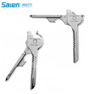 Polished SS 6-em-1 Utility Multitool Chave para Keychain para Auto, Camping, Hardware