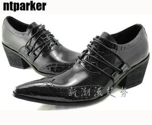 Scarpe da uomo in pelle stile ITALIA scarpe con punta a punta con rialzo modello coccodrillo scarpe da sposa scarpe da uomo formali
