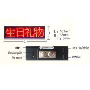 Röd LED-visitkortskyltar Displaybräda 44x11 Reklam Uppladdningsbara Programmerbara Business Badges LED Signs