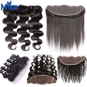 Mikehair Brezilyalı Saç Dantel Frontal Toptan İnsan Saç Kapatma Düz Vücut Dalga Derin Örgü Kinky Kıvırcık Kulak için Kulak Dantel Frontal Kapakları