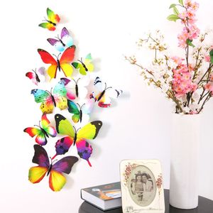 12 stycken/set PVC Butterfly 3D väggklistermärke för barnrum vardagsrumsdekoration för gratis frakt