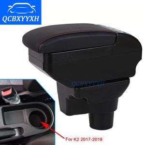 Car Styling ABS With PU Car Armrest For Kia K2 Central Store Content Storage Box With Cup Holder Ashtray Accessories