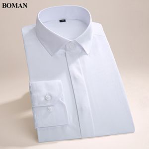Wholesale- Spring&Autumn High Quality Men's Square Collar Dress Shirts Formal Shirts For Men Solid Color Classic Styles Work Wear