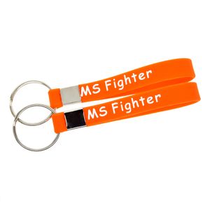 50pcs Arancione MS Fighter non mollare mai il braccialetto in silicone Braccialetto di gomma Keychain Motivational logo per il regalo di promozione
