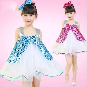 5 pcs desempenho das crianças roupas meninas vestido de lantejoulas colete de dança do jardim de infância roupas