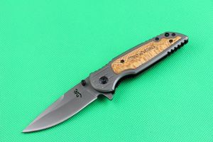 Browning X38 Titanium Tactical Folding Knife 440C 57HRC Wood Handle Flipper Camping Hunting Survival Pocket Knife Utility EDC Tools