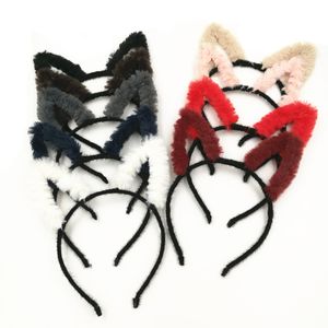 2018 New Winter Faux Fur Cat Headbands Headbands Solid Festa de dança Festa de festa de cabelo Acessórios para meninas 20 pçs / lote