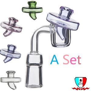 4mm Thick Quartz Banger Nail Polished Joint Smoking Accessories with Glass Colored Carb Cap 5 Colors for Glass Bong Dab Rigs