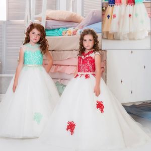 Neues Ballkleid-Blumenmädchenkleid mit Rüschen, handgefertigten Blumen, Spitze, Tutu, Vintage-Stil, kleines Baby-Bobo-Hochzeitskleid für die Kommunion