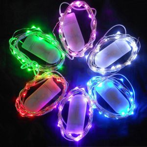 2M 20leds String Light CR2032 Small Battery Operated LED Silver Wire Copper Lights Decoration lighting for Alloween Christmas Holiday Party