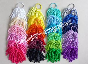 Hårband Baby Girl Korker Ponytail Holders Olika färg Corker Curl Tassel Ribbons Streamers Hair Bows With Elastic Hair Ties Rope PD002