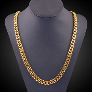 Collana a maglie a catena in oro spesso hip-hop maschile, catene in oro cubano di marca placcato in oro reale 18 carati, gioielli da uomo a catena hip-hop all'ingrosso