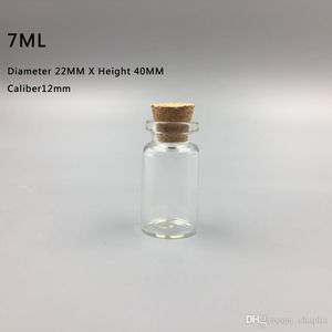 7 ML 22X40X12 MM ile Küçük Mini Temizle Cam şişeler Kavanoz Mantar Tıpalar / Mesaj Düğün İstek Takı Parti Iyilik