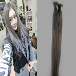 Silver Grey Hair Extensions Brasilianska raka mänskliga hårfusion U Tip Extensions 100s Pre Bonded Human Hair Extensions 100g