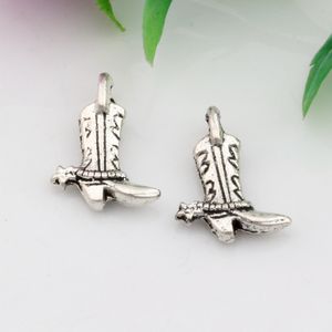 Varmförsäljning! 200PCs Antik Silver Zinc Alloy Sided Boots Charms Pendants 13 x 17mm DIY Smycken A-059