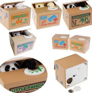 Gato Panda Roubar Dinheiro De Você Moeda Mecânica Mealheiro Caixa de Poupança de Mau Mealheiro Presente Engraçado Para As Crianças KKA3080