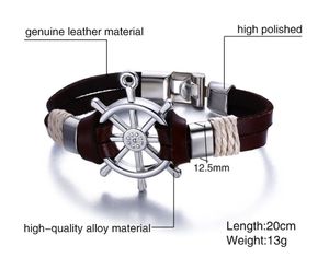 Rudder Design Herren Armband Armreif Doppelschicht Leder Classic Vintage Daily Sport Segeln Schmuck