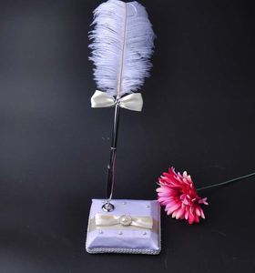 Vintage Style Party Decoration Reception Signature Guest Wedding Pen Set With Holder white feather Signing pens hen night event decors