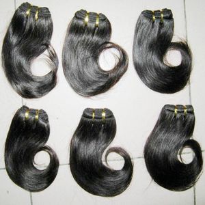 1,2 kg Bulk Lågt pris Gratis DHL Malayaisn Mänskligt hår Weavts Wave Wavy 8 tum (30g / pc) Färg # 1b Hår till salu