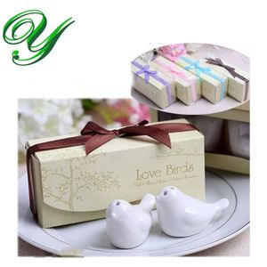 Set porta sale e pepe in ceramica Love Birds bomboniere regali nastri colorati Vasi per condimenti decorazioni romantiche Contenitori per condimenti