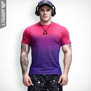 Großhandel-AIMPACT-Baumwollkrawattenfarbstoff Herren T-Shirts Gradient Kurzarm T-Shirt Männer Vintage Hip Hop T-Shirt Mode 2017 Neue Süßigkeitenfarbe Tops