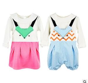 Meninas Vestidos Macacões Fox Suspender Saia Crianças Primavera Dos Desenhos Animados Suspensórios Macacão de Bebê Crianças Moda Romper Crianças Estilo Europeu Roupas J297