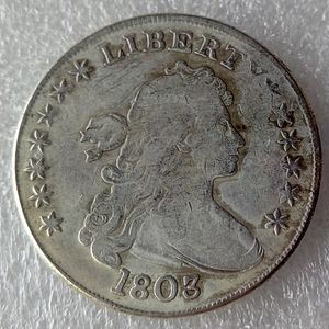 عملات الولايات المتحدة 1803 رايات التمثال النحاس الفضة مطلي الدولار نسخة عملة