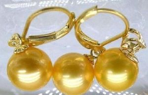 Orecchini pendenti con perle di conchiglia in oro del Mare del Sud da 14 mm SET 14K dorato 17-18 pollici!