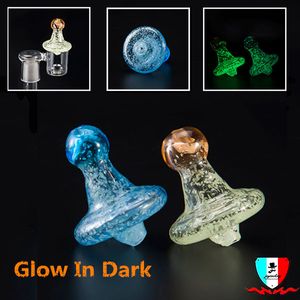 Glas Carb Cap Glow In Dark Bunt Universal Universal Cap mit einem Loch für Glaswasserrohre Tupfen Ölplattformen Quarz Banger Nägel