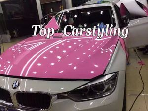 Розовая 3-слойная глянцевая виниловая пленка для автомобиля с пузырьками для покрытия автомобиля, автомобильные наклейки, без воздуха Размер: 1,52x20 м/рулон