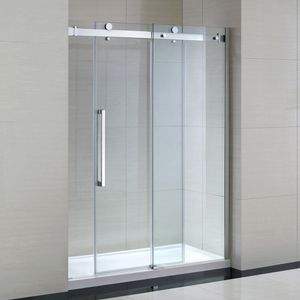 (USA Hot Selling ) 6.6FT Brushed Bypass stainless steel decor sliding shower barn door hardware shower room kit