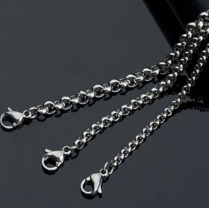 best price 50pcs Lot wholesale High Quality stainless steel silver Fashion 2.5mm Round Rolo chain necklace 18 inch-32 inch