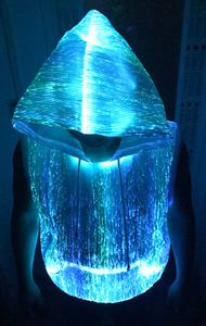 Męskie Światło światłowodowe Światło Studium Bez Rękawów Swetry Bluzy Luminous Glow Hooded Kamizelki Bluzy LED RGB Odzież do Club Party App Control Dźwięk Aktywowany