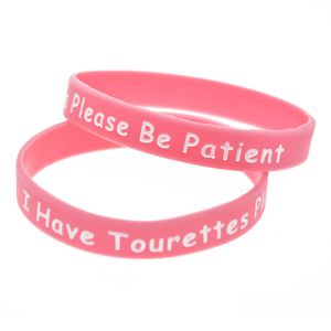 100PC I have Tourettes Please be patient Silicone Bracelet Debossed and Filled in Color Adult Size Promotion Gift