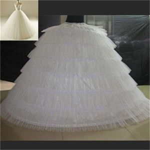 Brand New Big Petticoats White Super Puffy Ball Gown Underskirt 6 Hoops Long Slip Crinoline For Adult Wedding Formal Dress