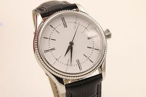 40mm högkvalitativa män se Automatisk rörelse Cillinn White Dial Leather Band Mechanical Morno