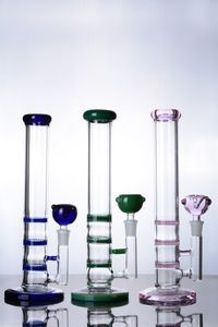 Tubo recto de peces de vaso de vidrio de 11 pulgadas con tubería de agua de pan de panal de 3 colores con junta de 14 mm