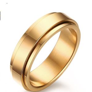 6mm Spinner Ring Erkekler Paslanmaz Çelik Çift Döngü Tasarım Biker Jewelry246v