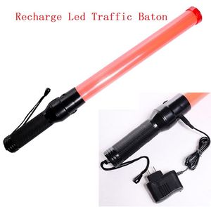 54cm Estilo recarregável LED semáforo Baton Glosticks Vermelho Verde Amarelo Azul Roadsafey Luzes de Aviso