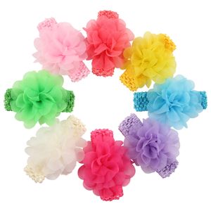 Bebê recém-nascido Headbands Flower Flowers Chiffon Malha Headband Meninas Bebidas Crochet Wide Hairbands Crianças Cabelo Acessórios Headdress Kha141