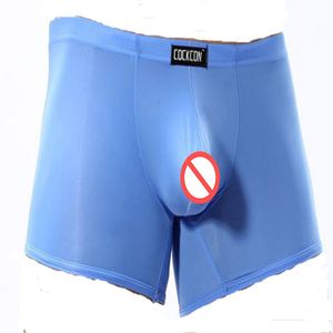 Intimo da uomo COCKCON all'ingrosso Pantaloncini boxer trasparenti Pantaloncini di seta ghiaccio ultra sottili Pantaloni sexy maschili a vita bassa