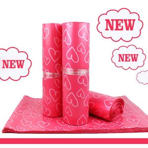 28x42cm Różowy Heart Poly Mailer Wysyłka Plastikowe Torby Opakowania Produkty Poczta przez Kurier Schowek Materiały wysyłkowe Poczta samoprzylepna
